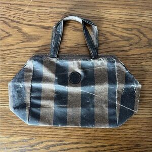 Fendi Black and Brown Pequin Vintage Small Bag